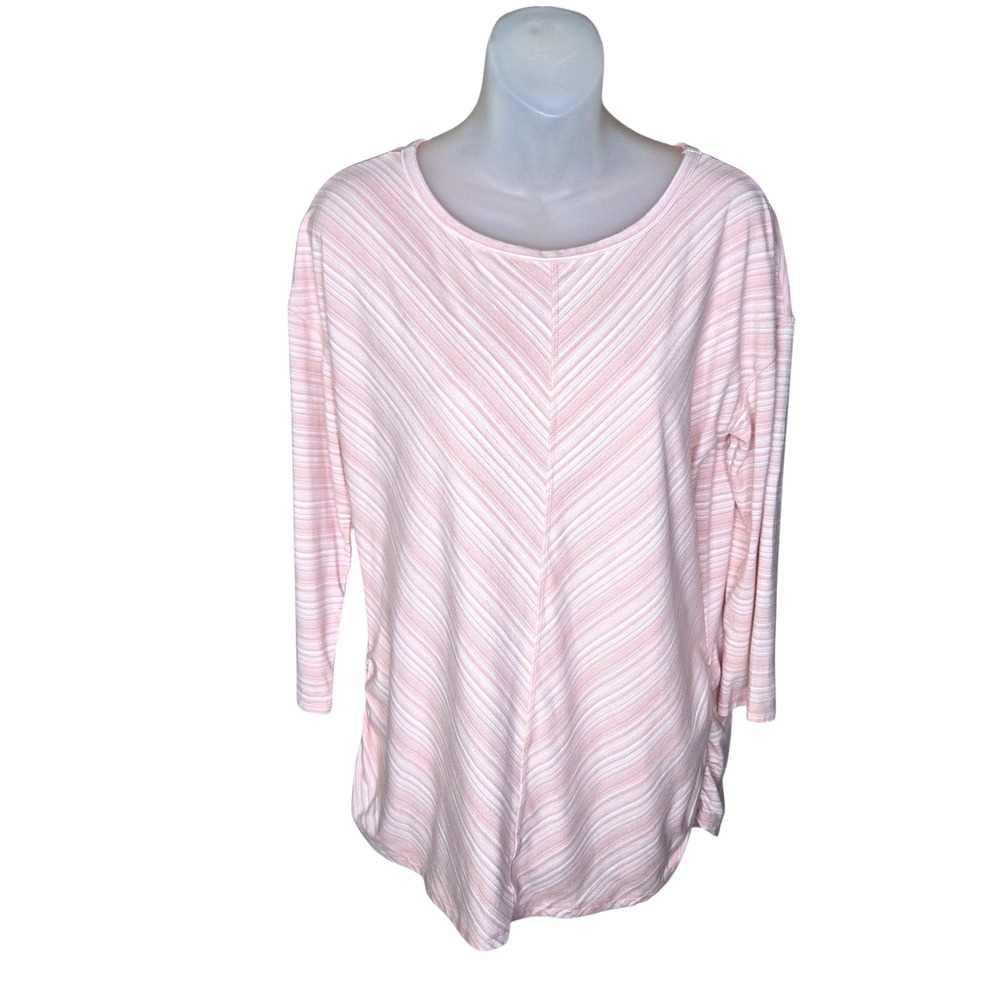 Talbots Womens Workout Yoga Striped Top Size Small Athleisure Gym Lounge